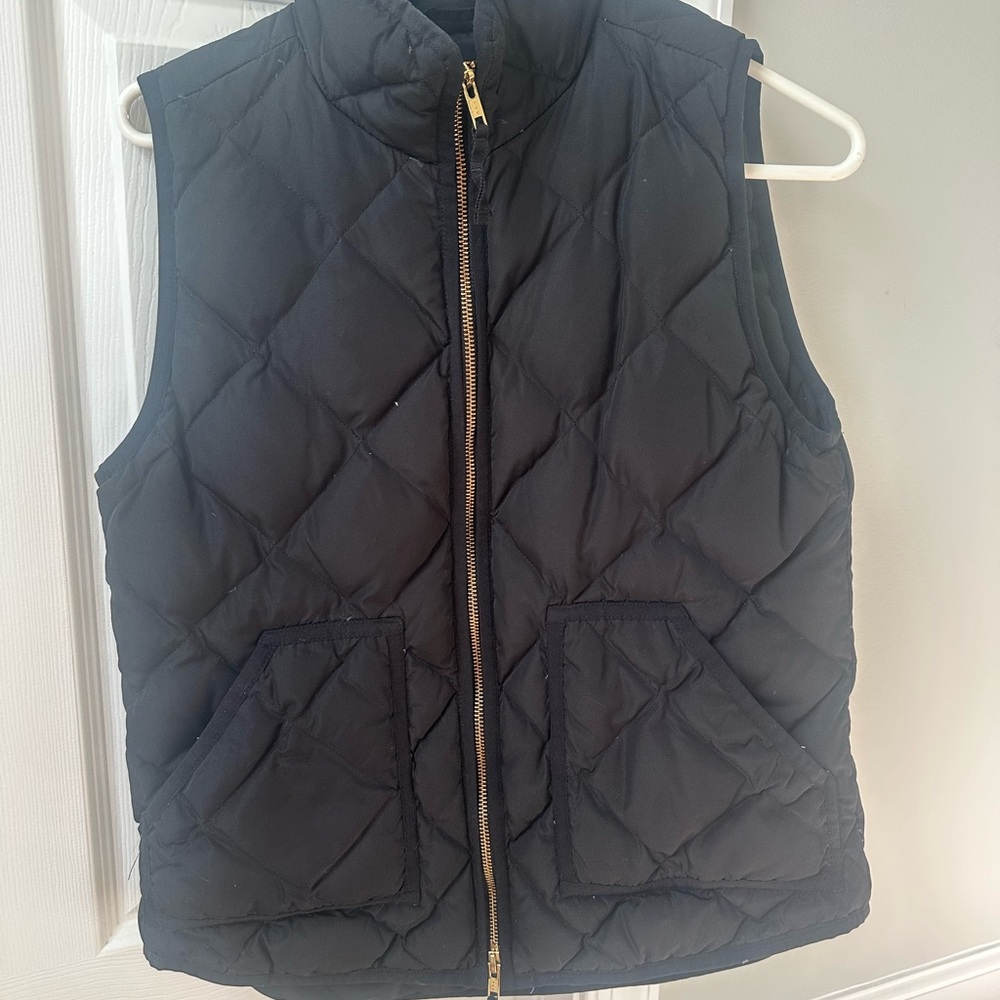 J. Crew Black Quilted Vest with Gold Accents